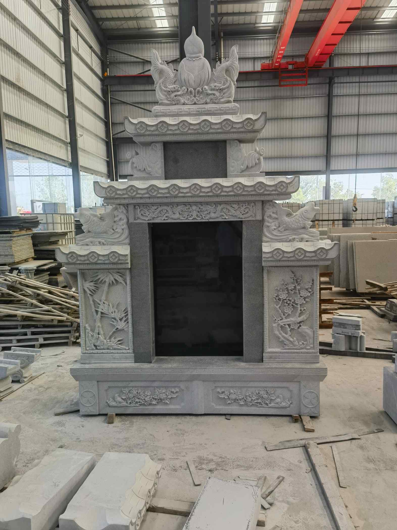 朔州 芝麻灰高档墓碑、土墓，一套也支持定做